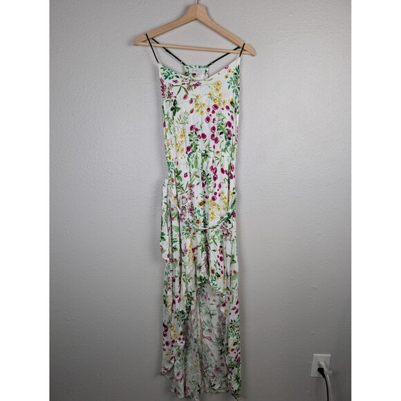 WAYF Dress Womens Small High Low Maxi Sleeveless Spaghetti Strap Boho Floral - Picture 1 of 9